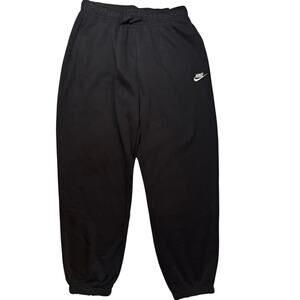 NIKE Oversized Mid Rise Joggers Women Medium Natural Black FLEECE